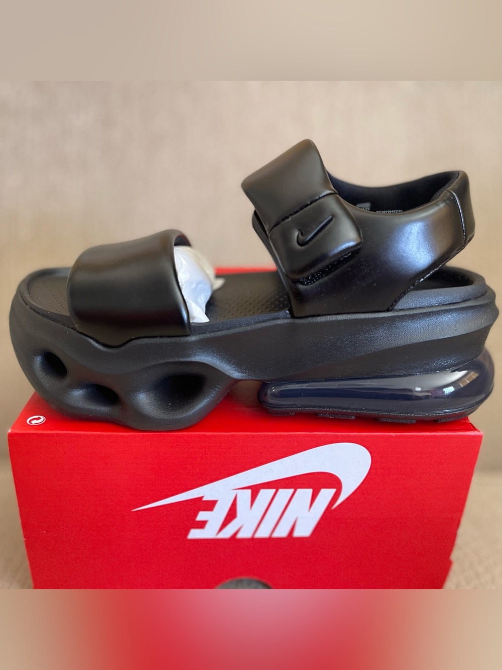 Size 7w - Nike Air Max Halo Sandal Metallic Black Women’s Sandals IO1959-012 NEW